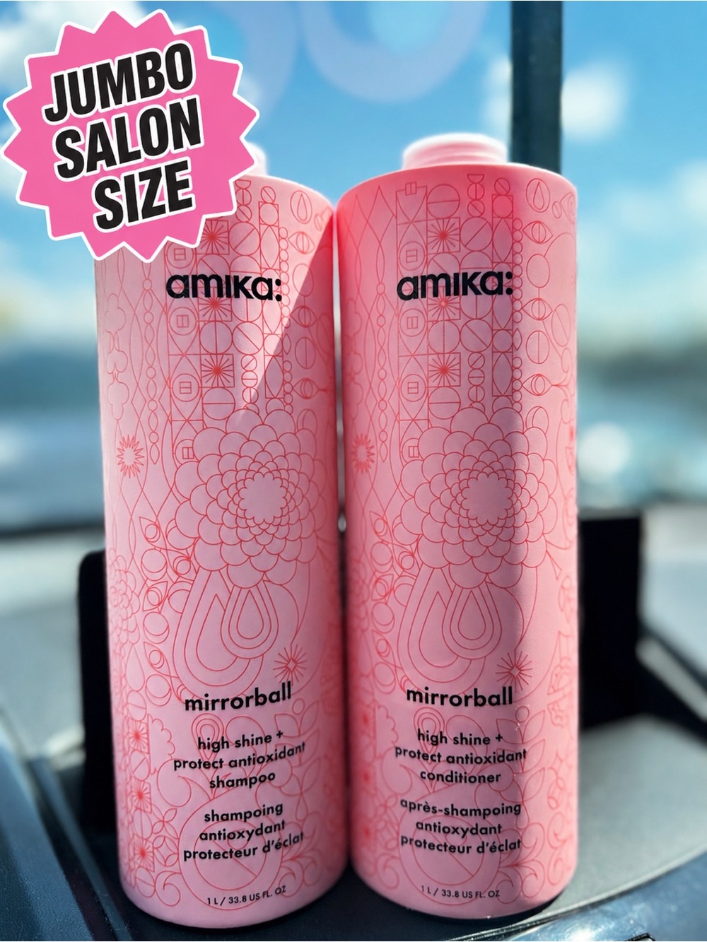 AMIKA MIRRORBALL JUMBO SHAMPOO + CONDITIONER SET 33.8 OZ